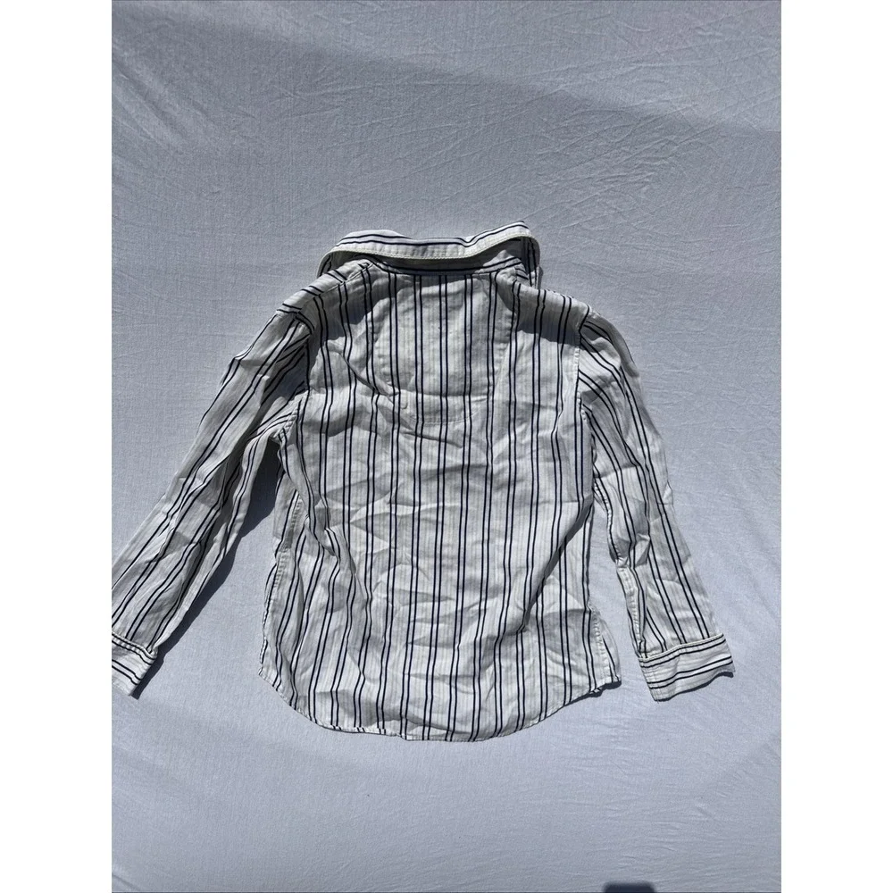 Ralph Lauren Green Label Cotton Blue Ivory Stripe Collar Flannel Pajama Shirt‎ M